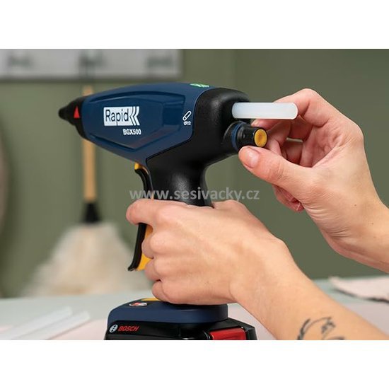 Tavná lepicí pistole RAPID BGX500 akumulátorová ⌀12mm, - P4A 18V set vč. aku a nabíječe - REGULACE