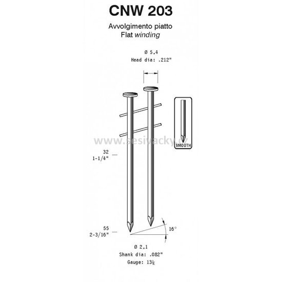 Hladké hřebíky OMER CNW 203/45